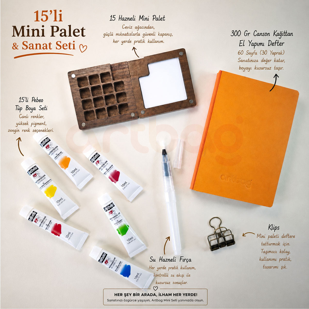 15li Mini Palet ve Sanat Seti