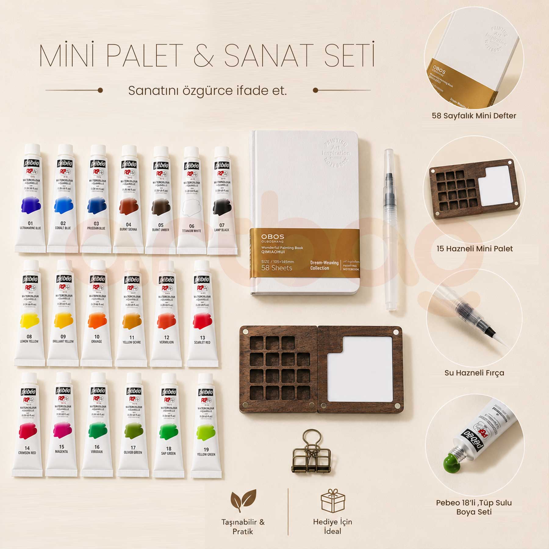 15li Mini Palet ve Sanat Seti