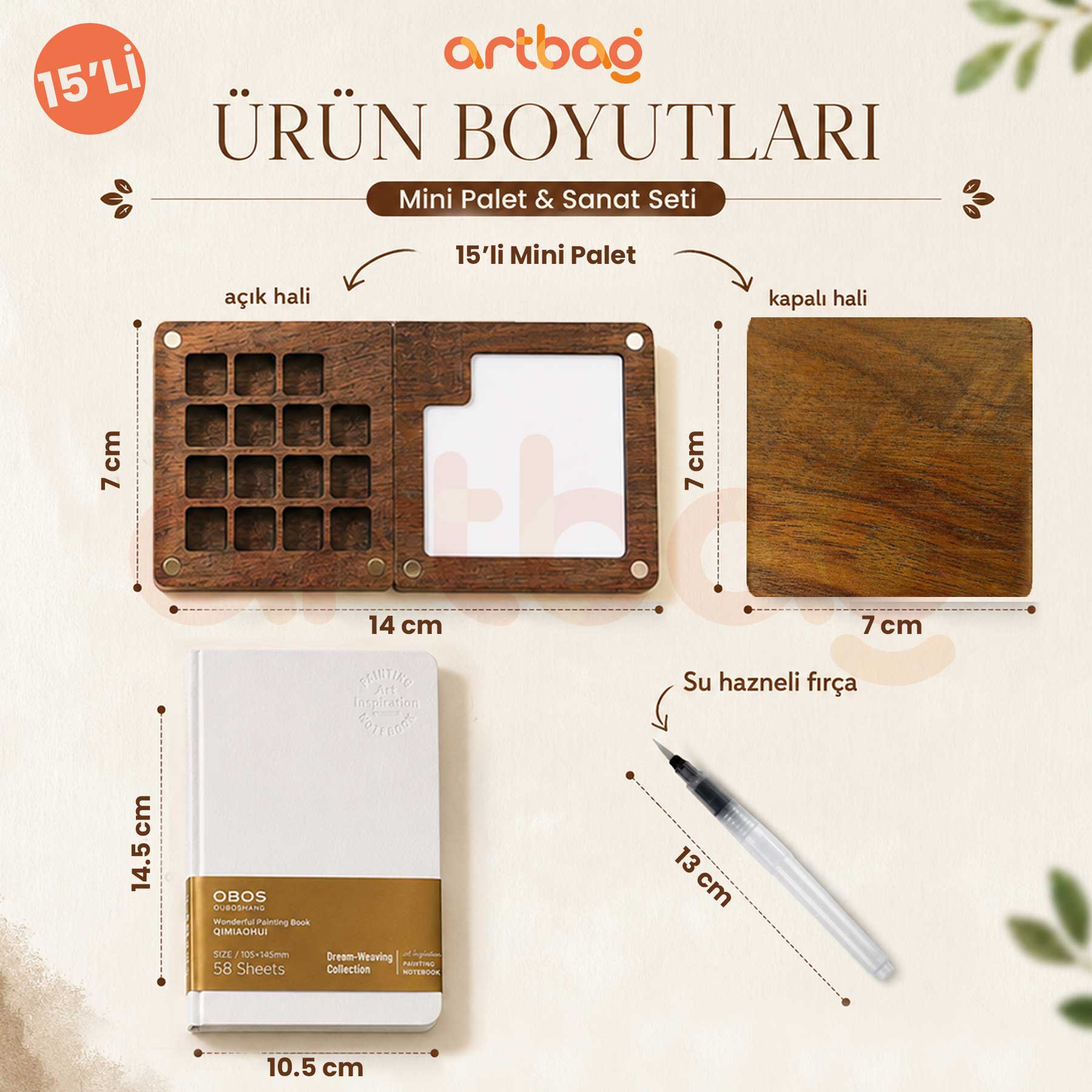 15li Mini Palet ve Sanat Seti
