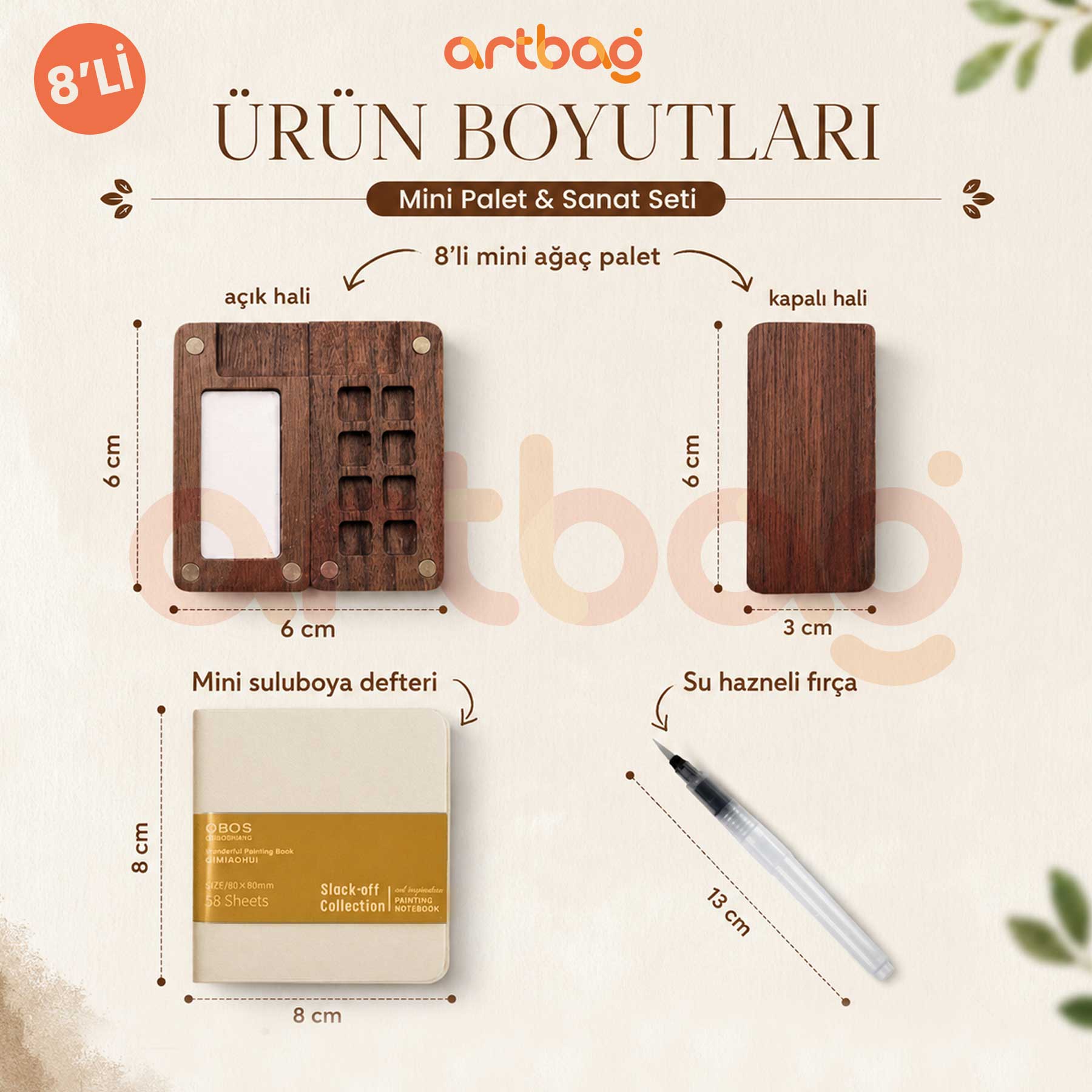8li Mini Palet ve Sanat Seti