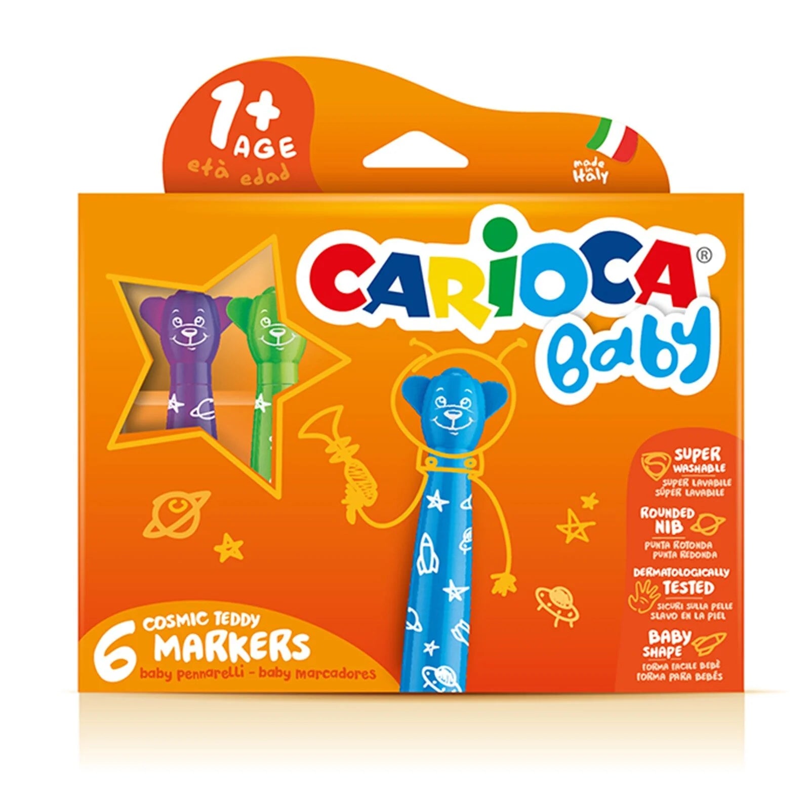 6'lı Carioca Teddy Jumbo Yıkanabilir Keçeli Boya Kalemi Seti