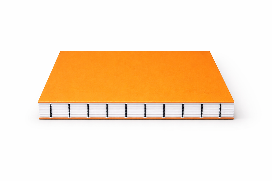 El Yapımı Sert Kapaklı Eskiz Defteri - 190 gr - 64 yaprak - 16x16cm - Turuncu - Çatı Katı