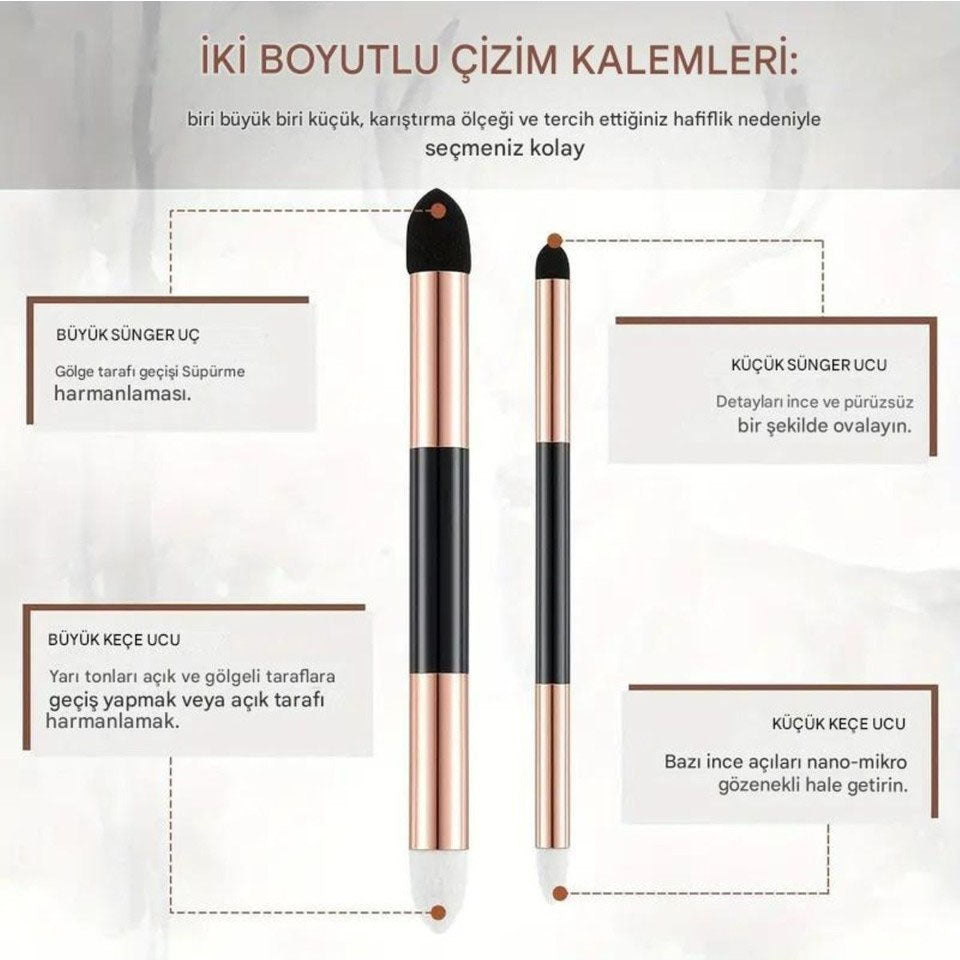 Profesyonel Gölgeleme İçin Çift Başlı Dağıtıcı Set