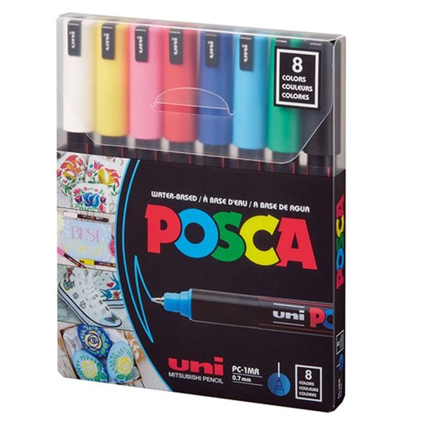 8’li Uni POSCA Set – Ana Renkler - PC-5M (1.8-2.5 mm)