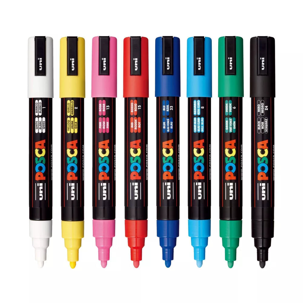 8’li Uni POSCA Set – Ana Renkler - PC-5M (1.8-2.5 mm)