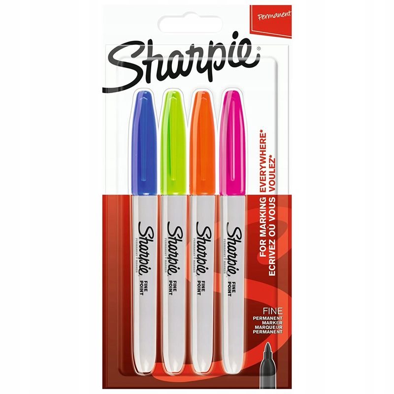 4'lü Sharpie Permanent Marker Set - Canlı Renkler - Fine