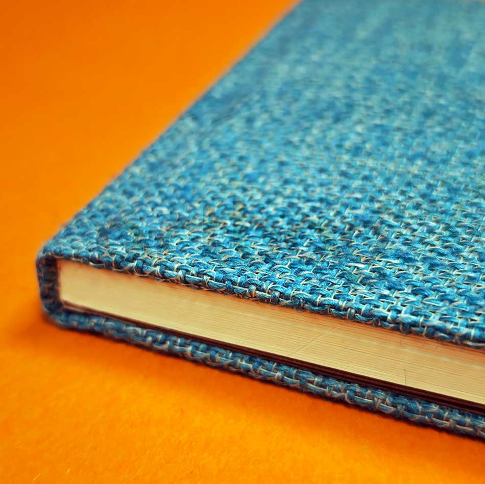 El Yapımı Turkuaz Kumaş Kapaklı Sulu Boya Defteri - 300 gr - 20 yaprak - 12x12cm